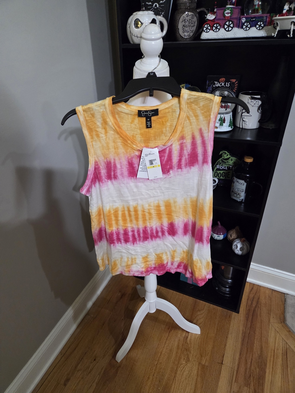 Jessica Simpson Pink, Yellow & White Tie-Dye Sleeveless Tank